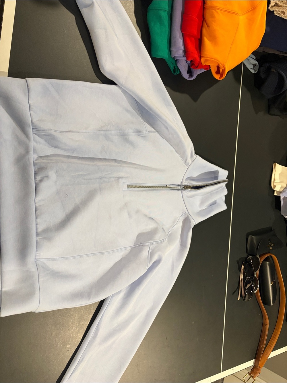 Spanx medium light blue zip up